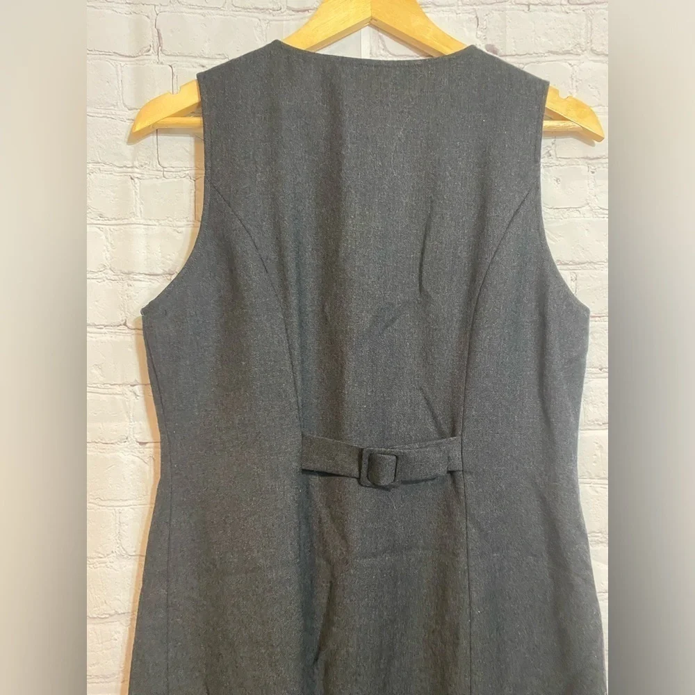 Talbots Dress Petites Womens Size 4P 100% Wool Charcoal Gray Embroidered Dress